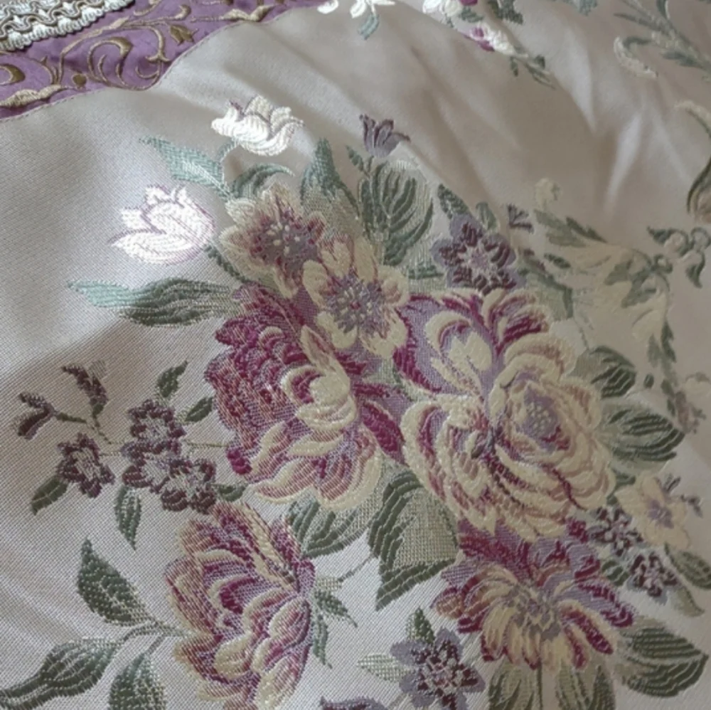Comforter embroidered floral rope trim jacquard